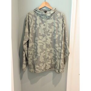 Asher Golf Mens Camo Full Zip Hooded Windbreaker Jacket Sage Green Grey Large